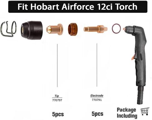 Upgraded Plasma Cutting Electrode 770791&Nozzle Tip 770795 for Hobart Airforce 12ci Torch Plasma Cutter Consumables（PK-10） in Saudi Arabia