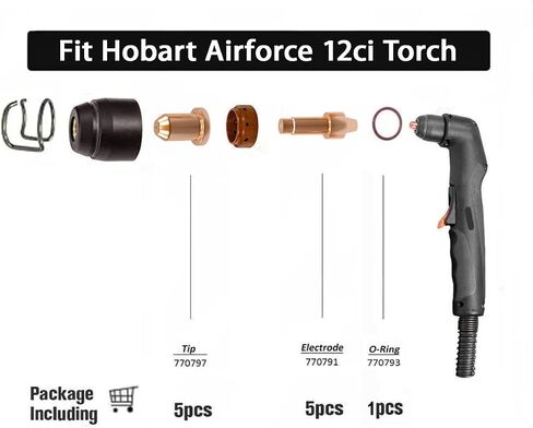 Upgraded Plasma Cutting Electrode 770791&Nozzle Tip 770795 for Hobart Airforce 12ci Torch Plasma Cutter Consumables（PK-10） in Saudi Arabia