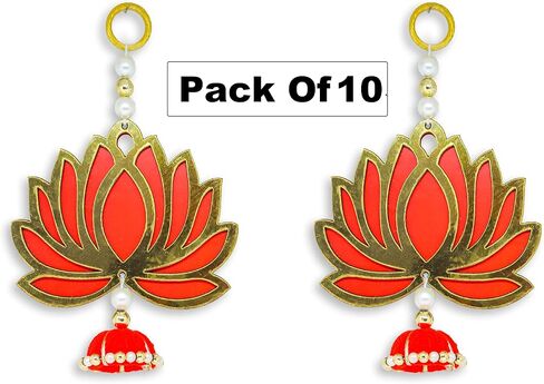 Lotus Back Drop Hanging Entrance Side Door Hangings Diwali Wall Ganesh (6x4inch) Pack of 10 in Saudi Arabia
