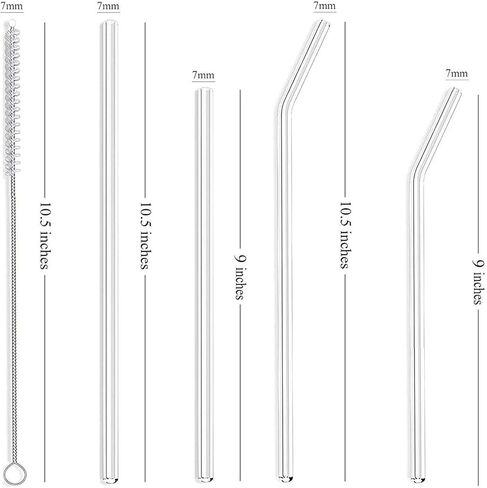عبوة من 8 شفاطات زجاجية رفيعة مقاس 7 مم من ALINK، شفاطات شرب نحيفة شفافة قابلة لإعادة الاستخدام لأكواب RTIC/YETI سعة 20 أونصة و30 أونصة، وتيرفيس، وبرطمانات ماسون مع فرشتي تنظيف و8 أطراف من السيليكون in Kuwait