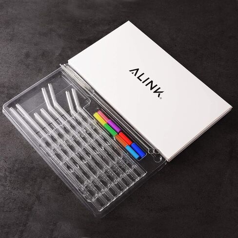 عبوة من 8 شفاطات زجاجية رفيعة مقاس 7 مم من ALINK، شفاطات شرب نحيفة شفافة قابلة لإعادة الاستخدام لأكواب RTIC/YETI سعة 20 أونصة و30 أونصة، وتيرفيس، وبرطمانات ماسون مع فرشتي تنظيف و8 أطراف من السيليكون in Kuwait