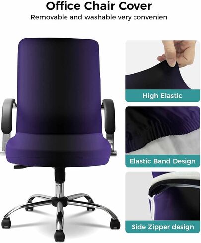 Orange Grey Office Chair Cover Small Stretchable, Removable Computer Chair Back Covers Dustproof Office Desk Chair Seat Slipcovers Cushion Protector Geometric Stripes Gradient Minimalist Art in Saudi Arabia