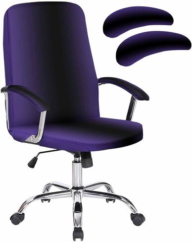 Orange Grey Office Chair Cover Small Stretchable, Removable Computer Chair Back Covers Dustproof Office Desk Chair Seat Slipcovers Cushion Protector Geometric Stripes Gradient Minimalist Art in Saudi Arabia