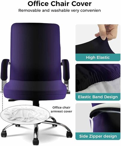 Orange Grey Office Chair Cover Small Stretchable, Removable Computer Chair Back Covers Dustproof Office Desk Chair Seat Slipcovers Cushion Protector Geometric Stripes Gradient Minimalist Art in Saudi Arabia