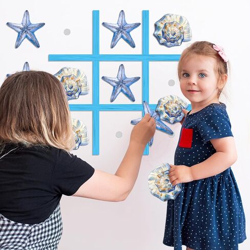 Beach Themed Magnetic Tic Tac Toe Wall-Mount Game, Game Room Decor, Indoor Party Game for Kids & Adults, Wall Decals for Kids Room, Playroom (Shell) in Saudi Arabia