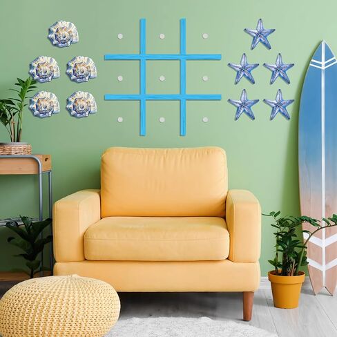 Beach Themed Magnetic Tic Tac Toe Wall-Mount Game, Game Room Decor, Indoor Party Game for Kids & Adults, Wall Decals for Kids Room, Playroom (Shell) in Saudi Arabia