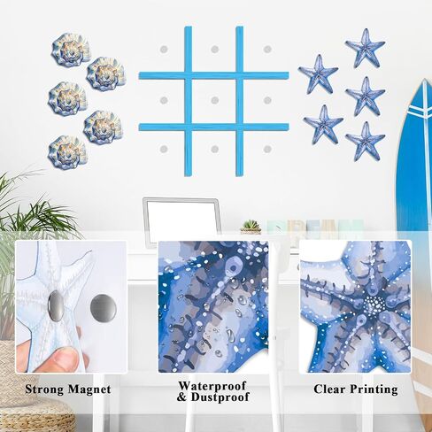 Beach Themed Magnetic Tic Tac Toe Wall-Mount Game, Game Room Decor, Indoor Party Game for Kids & Adults, Wall Decals for Kids Room, Playroom (Shell) in Saudi Arabia