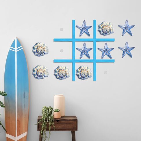 Beach Themed Magnetic Tic Tac Toe Wall-Mount Game, Game Room Decor, Indoor Party Game for Kids & Adults, Wall Decals for Kids Room, Playroom (Shell) in Saudi Arabia