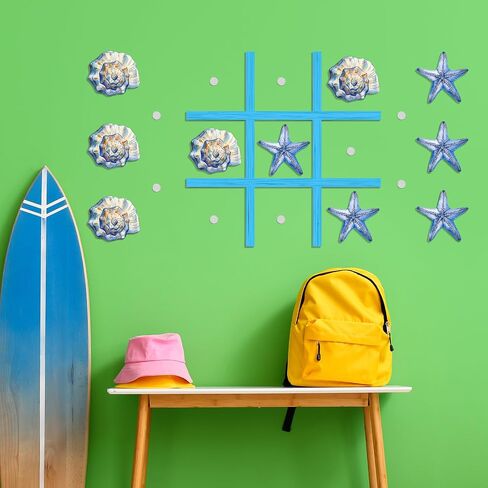 Beach Themed Magnetic Tic Tac Toe Wall-Mount Game, Game Room Decor, Indoor Party Game for Kids & Adults, Wall Decals for Kids Room, Playroom (Shell) in Saudi Arabia