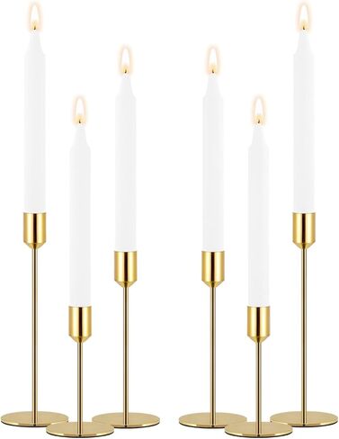 Black Candlestick Holders, Set of 6-Pieces Candle Holder fits Taper Candles, Modern Decorative Candle Sticks Holder for Table, Mantel, Wedding, Dinning, Party(Candles not Include) in Saudi Arabia