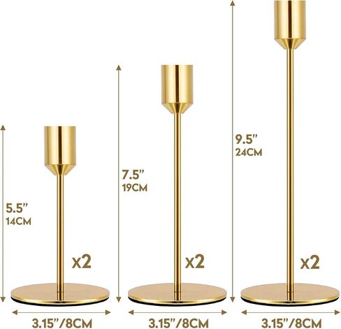 Black Candlestick Holders, Set of 6-Pieces Candle Holder fits Taper Candles, Modern Decorative Candle Sticks Holder for Table, Mantel, Wedding, Dinning, Party(Candles not Include) in Saudi Arabia
