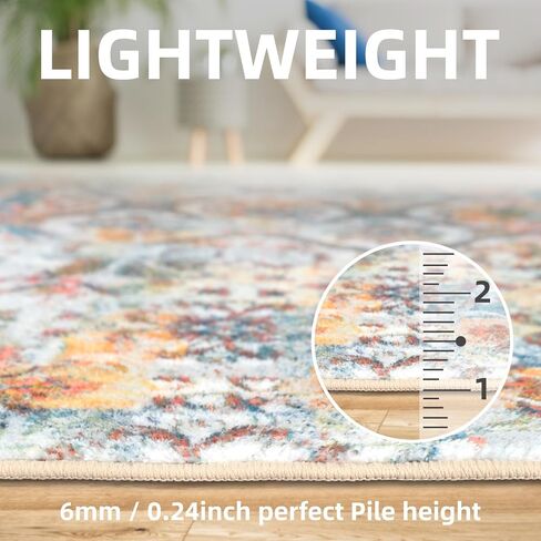 3'x5' Washable Rugs, Boho Area Rug, Throw Rug with Non-Slip Indoor Door Mat, Area Rug for Bedroom, Living Room, Kitchen Decor, Vintage Low Pile Entry Way Rug (3'x5') in Saudi Arabia