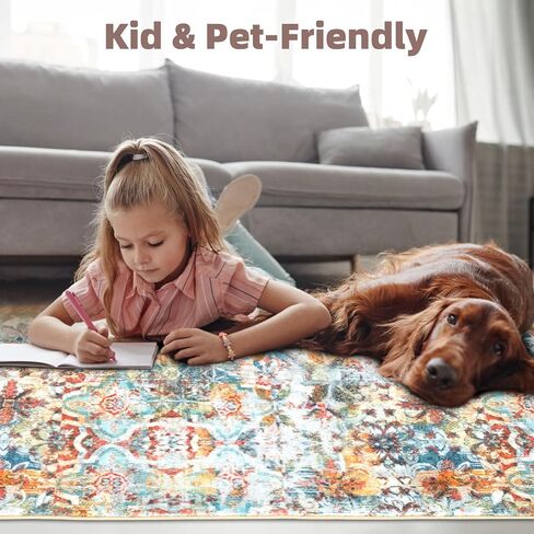 3'x5' Washable Rugs, Boho Area Rug, Throw Rug with Non-Slip Indoor Door Mat, Area Rug for Bedroom, Living Room, Kitchen Decor, Vintage Low Pile Entry Way Rug (3'x5') in Saudi Arabia