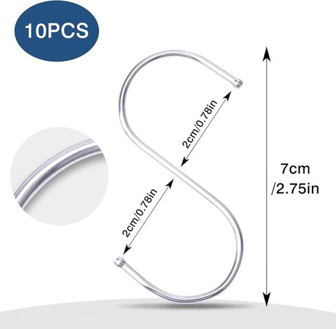 Ptrone S Shaped Hooks Stainless Steel Metal Hangers Hanging Hooks for Kitchen, Work Shop, Bathroom, Garden (S/10pcs) in Kuwait