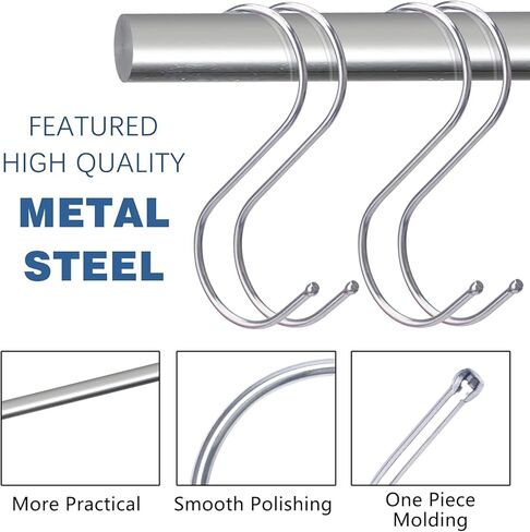 Ptrone S Shaped Hooks Stainless Steel Metal Hangers Hanging Hooks for Kitchen, Work Shop, Bathroom, Garden (S/10pcs) in Kuwait