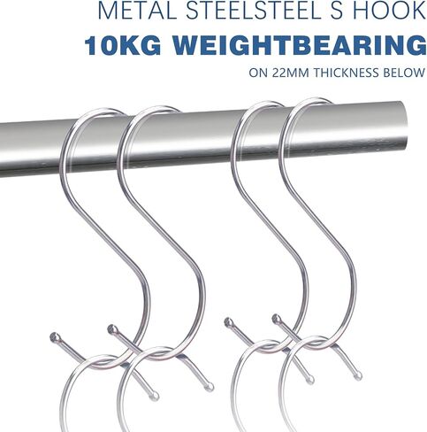 Ptrone S Shaped Hooks Stainless Steel Metal Hangers Hanging Hooks for Kitchen, Work Shop, Bathroom, Garden (S/10pcs) in Kuwait