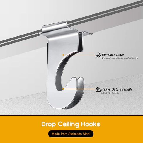 Clear Hinged Ceiling Hooks, 60 Pack of Polycarbonate Ceiling Grid Clips Metal T-Bar Hooks for Hanging Plants & Decorations, Metal T-Bar Hooks for Suspended Drop Ceiling Tiles in Saudi Arabia