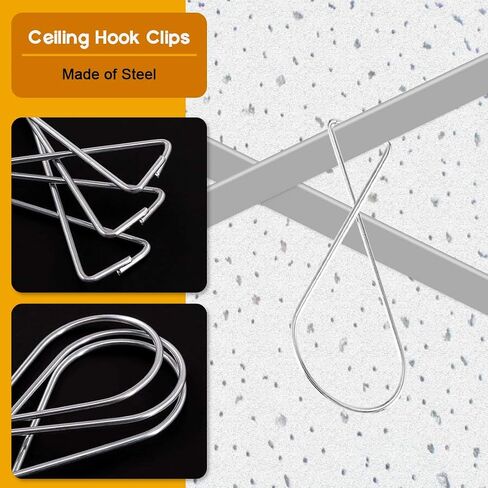 Clear Hinged Ceiling Hooks, 60 Pack of Polycarbonate Ceiling Grid Clips Metal T-Bar Hooks for Hanging Plants & Decorations, Metal T-Bar Hooks for Suspended Drop Ceiling Tiles in Saudi Arabia