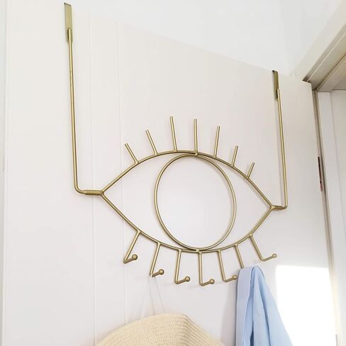 PandS Over The Door Hooks Angel Eye Bathroom Hook,7 Hooks Gold Metal Over Door Hanger,Hanging Towels Hat Purses - Sturdy Iron Over The Door Coat Rack in Saudi Arabia
