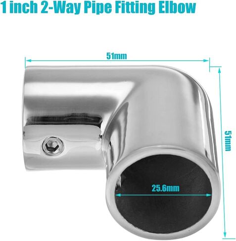 Handrail 2-Way Pipe Fitting Elbow,AICWIOO 90 Degree Pipe Connector 316 Stainless Steel Marine bimini top hardware tube connector Spare Part for 1 inch O.D. Tubing(2 PCS) in Saudi Arabia