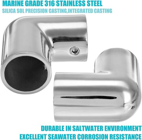 Handrail 2-Way Pipe Fitting Elbow,AICWIOO 90 Degree Pipe Connector 316 Stainless Steel Marine bimini top hardware tube connector Spare Part for 1 inch O.D. Tubing(2 PCS) in Saudi Arabia