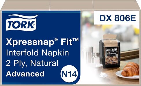 Tork Xpressnap Fit Natural Dispenser Napkin N14, Compostable 2-ply, 36 packs x 120 napkins, DX806E in Saudi Arabia