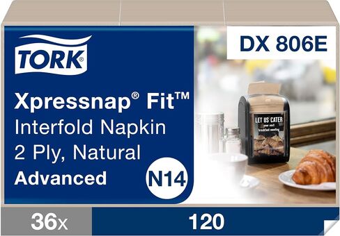 Tork Xpressnap Fit Natural Dispenser Napkin N14, Compostable 2-ply, 36 packs x 120 napkins, DX806E in Saudi Arabia