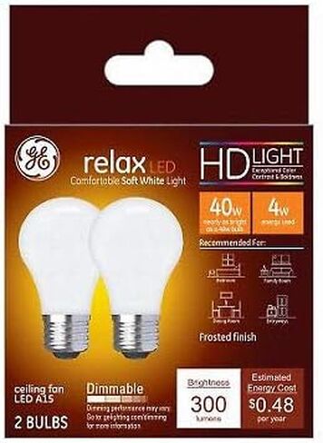 مصابيح LED لمروحة السقف، A15، أبيض ناعم، 300 لومن، 4 وات، 2 قطعة. in Saudi Arabia