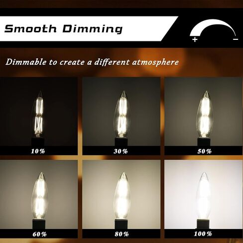 Edison Light Bulbs E12 Dimmable Candelabra LED Light Bulbs 100W Equivalent，B11 High Brightness Daylight White 5000K，Clear Glass，6 Pack in Saudi Arabia