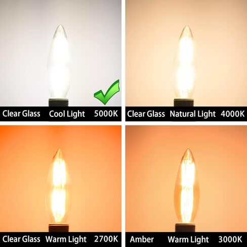 Edison Light Bulbs E12 Dimmable Candelabra LED Light Bulbs 100W Equivalent，B11 High Brightness Daylight White 5000K，Clear Glass，6 Pack in Saudi Arabia