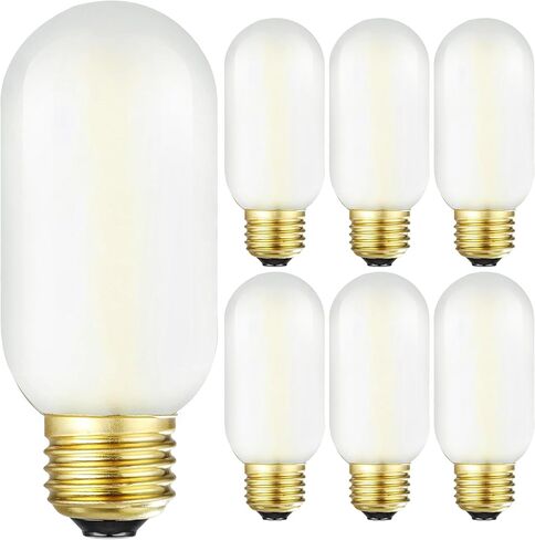 Leools E26 LED Bulb 4W Equivalent e26 led Bulb 40 Watt Dimmable Warm White 2700K E26 Frosted Edison Bulb AC120V 400lm Tubular T14 T45 LED Bulb for Pendant, Sputnik,Vanity,Chandeliers Pack of 6 in Kuwait
