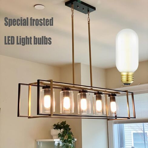 Leools E26 LED Bulb 4W Equivalent e26 led Bulb 40 Watt Dimmable Warm White 2700K E26 Frosted Edison Bulb AC120V 400lm Tubular T14 T45 LED Bulb for Pendant, Sputnik,Vanity,Chandeliers Pack of 6 in Kuwait