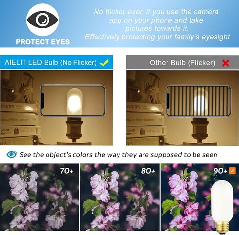 Leools E26 LED Bulb 4W Equivalent e26 led Bulb 40 Watt Dimmable Warm White 2700K E26 Frosted Edison Bulb AC120V 400lm Tubular T14 T45 LED Bulb for Pendant, Sputnik,Vanity,Chandeliers Pack of 6 in Kuwait