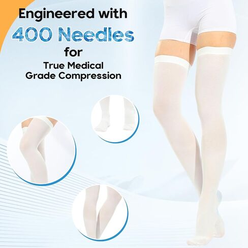 2Pairs Ted Hose Compression Stockings for Women and Men, Anti Embolism Compression Stockings, Surgical Compression Stocking, 15-20 mmHg Compression TED Hose with Inspect Toe Hole in Saudi Arabia