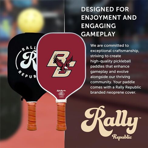 Officially Licensed Collegiate Pickleball Paddle - USA Pickleball Association Approved Racket - Lightweight Honeycomb Core, Carbon Fiber Exterior, Premium Leather Grip for Comfort in Saudi Arabia