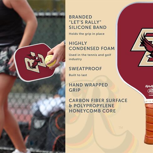 Officially Licensed Collegiate Pickleball Paddle - USA Pickleball Association Approved Racket - Lightweight Honeycomb Core, Carbon Fiber Exterior, Premium Leather Grip for Comfort in Saudi Arabia