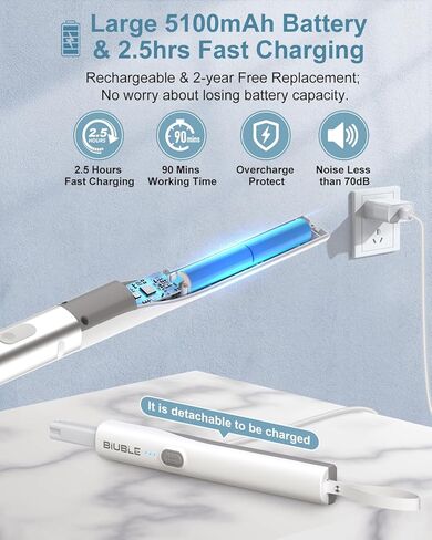 600RPM Electric Spin Scrubber, BIUBLE Cordless Cleaning Brush with Adjustable Long Handle, 5 Upgrade Replaceable Brush Heads & Velcro, Bathroom Shower Cleaning Scrubber for Bathtub Grout Tile Floor in Kuwait