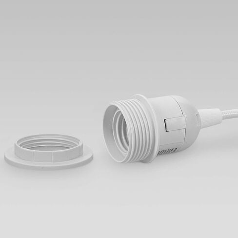 سلك إضاءة kwmobile Plug-in - كابل مصباح معلق من القماش بطول 20 قدمًا مع قابس، مقبس E26 - لتعليق إضاءة السقف بنفسك - أبيض in Saudi Arabia