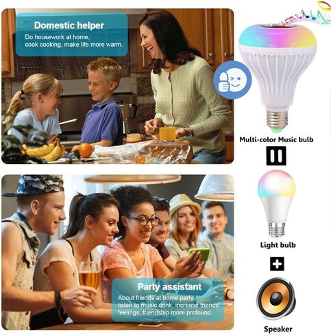 LED Light Bulb Bluetooth Speaker with Remote Control and APP, White+Color Changing - Works with E26 Base Fixture - Perfect Lamp for Home, Party, Bedroom, Indoor Floodlight Bulb in Saudi Arabia