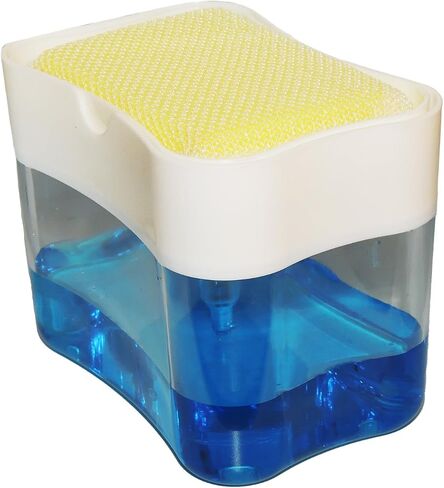 Elite Buddy Dish Soap Dispenser and Sponge Holder for Kitchen Sink Countertop, Includes Made in USA Non Scratch Sponge Scrubber, Black in Saudi Arabia
