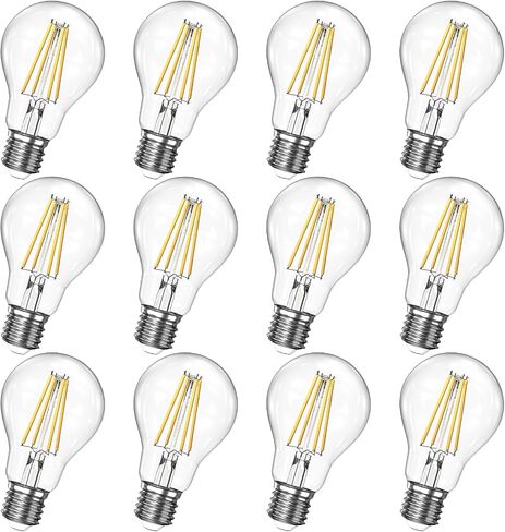 مصابيح إضاءة LED شفافة A19 قابلة للتعتيم بقدرة 60 وات مكافئة، 2700 ك لمبات إضاءة بيضاء دافئة ناعمة 6 وات E26 قاعدة، مصابيح إديسون العتيقة لغرفة المعيشة وغرفة النوم في الهواء الطلق، 6 عبوات in Saudi Arabia