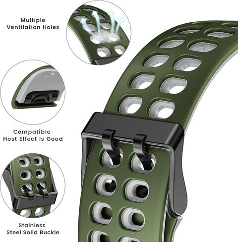 Compatible with Garmin Fenix 6/Fenix 5 plus Watch Band, 22mm Quickfit Soft Waterproof Silicone Watch Strap for Fenix 5/ Fenix 6 pro/Fenix 7/Forerunner 935/945, Instinct 2/Approach S60/S62/Instinct 2,Black-grey in Kuwait