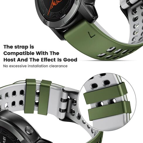 Compatible with Garmin Fenix 6/Fenix 5 plus Watch Band, 22mm Quickfit Soft Waterproof Silicone Watch Strap for Fenix 5/ Fenix 6 pro/Fenix 7/Forerunner 935/945, Instinct 2/Approach S60/S62/Instinct 2,Black-grey in Kuwait
