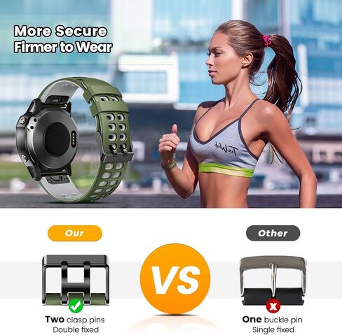 Compatible with Garmin Fenix 6/Fenix 5 plus Watch Band, 22mm Quickfit Soft Waterproof Silicone Watch Strap for Fenix 5/ Fenix 6 pro/Fenix 7/Forerunner 935/945, Instinct 2/Approach S60/S62/Instinct 2,Black-grey in Kuwait
