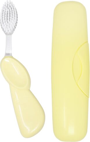 RADIUS Toothbrush Original Big Brush, BPA Free ADA Accepted - Right Hand - Lemon Yellow Brush with Lemon Yellow Case in Saudi Arabia