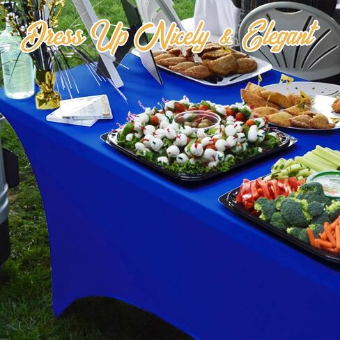 6 Pack Black Fitted Spandex Table Covers - 6Ft Stretch Tablecloths for 6 Foot Rectangle Folding Tables Rectangular Bulk Linen Fabric Elastic for Wedding Banquet Party Buffet Display in Saudi Arabia