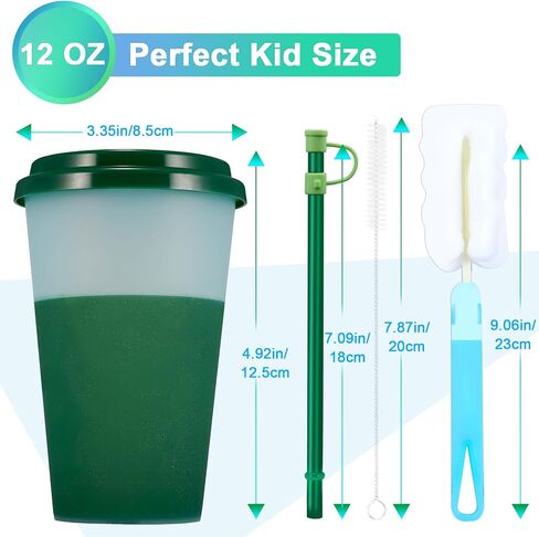 Color Changing Cups Tumblers with Lids & Straws for Kids - 7 Reusable Plastic Bulk Tumblers 12oz Cold Cup Tumbler Set for Kids in Saudi Arabia