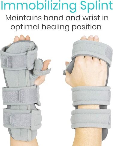 Vive Resting Hand Splint (يمين) (مع تطبيق فيديو Rehab) - دعامة إصبع المعصم لمنع الحركة الليلية - غلاف تثبيت الإبهام - لالتهاب المفاصل والتهاب الأوتار وألم النفق الرسغي - دعم وظيفي لكسور الالتواء (متوسط) in Saudi Arabia