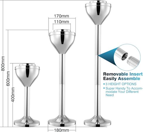 منفضة سجائر واقفة على الأرض من آيرونوولز مع غطاء، منافض سجائر سيجار مقاومة للرياح قابلة للتعديل في الهواء الطلق للفناء المنزلي، صينية رماد فضية من الفولاذ المقاوم للصدأ للتخلص من مؤخرة السجائر in Kuwait