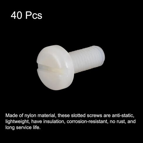 uxcell Nylon Machine Screws, M8x16mm Slotted Pan Head Fasteners Bolts for Electronics, Communications, Equipment, 40Pcs in Saudi Arabia